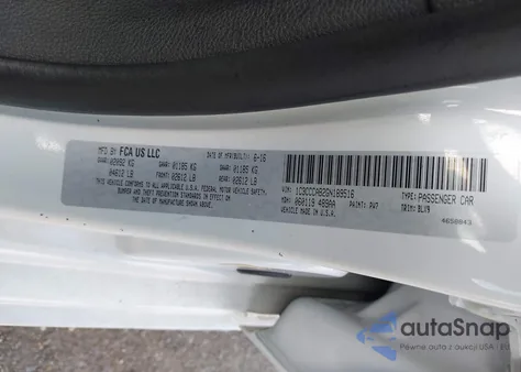 2016 Chrysler 200 Limited Platinum z USA, uszkodzony, nr VIN 1C3CCCAB2GN189516